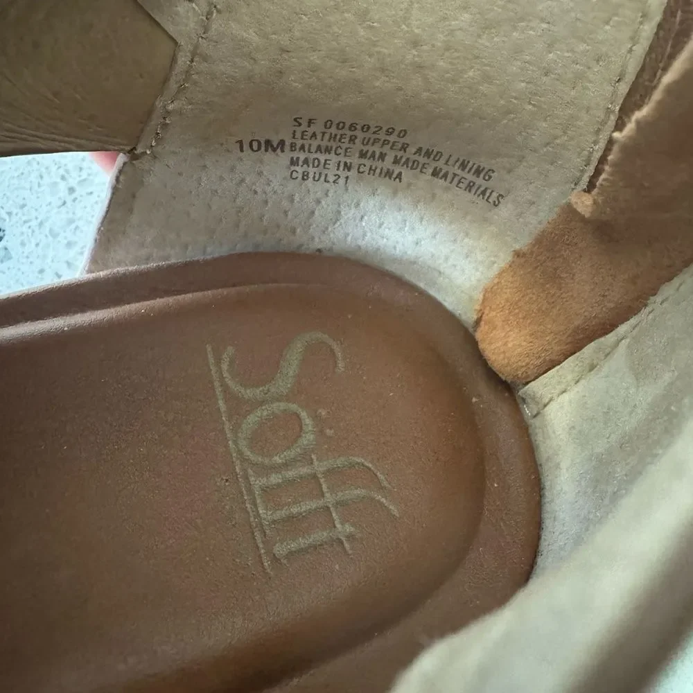 Sofft Cognac Brown Leather Sandals Open Toe Casual Comfortable Women’s Size 10M